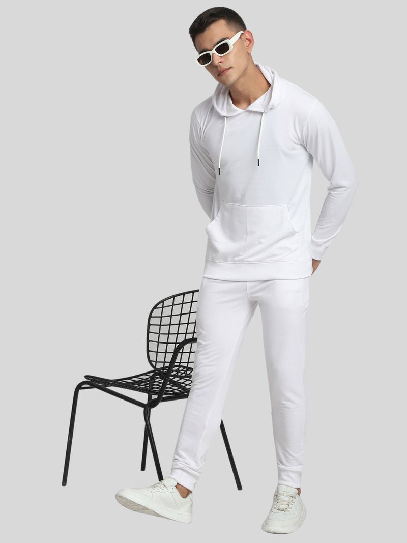 Stitch Hub White Loop knit Joggers for Men