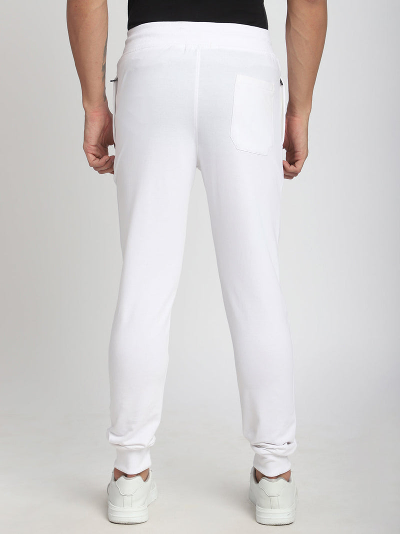 Stitch Hub White Loop knit Joggers for Men