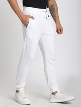 Stitch Hub White Loop knit Joggers for Men