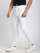 Stitch Hub White Loop knit Joggers for Men