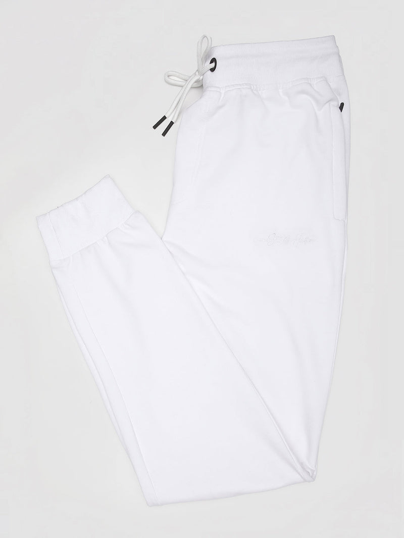 Stitch Hub White Loop knit Joggers for Men