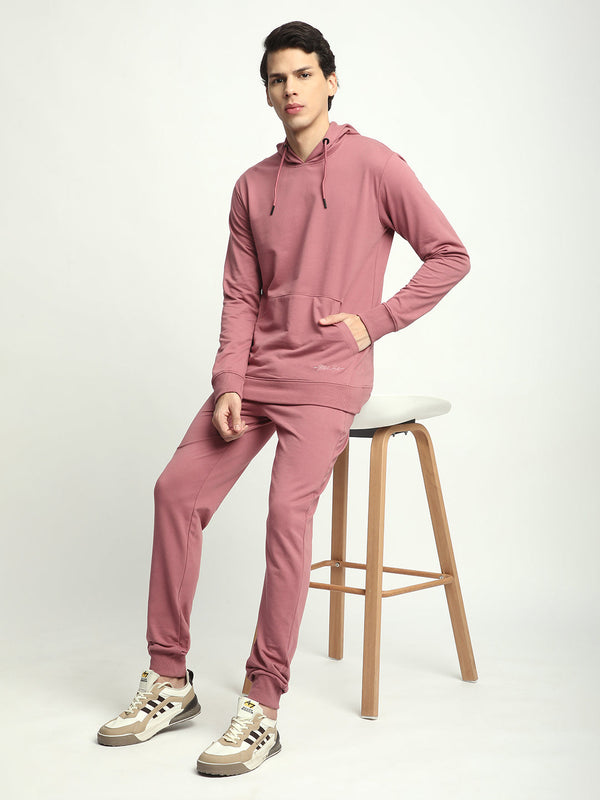 Stitch Hub Rose Pink Loop knit Joggers for Men