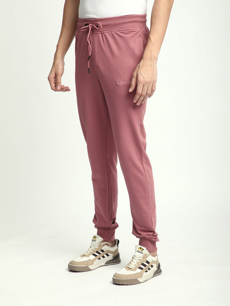 Stitch Hub Rose Pink Loop knit Joggers for Men