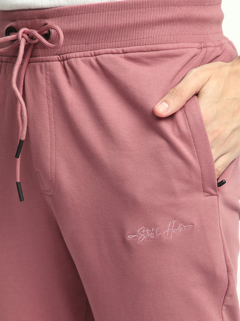 Stitch Hub Rose Pink Loop knit Joggers for Men