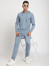 Stitch Hub Blue Loop knit Joggers for Men