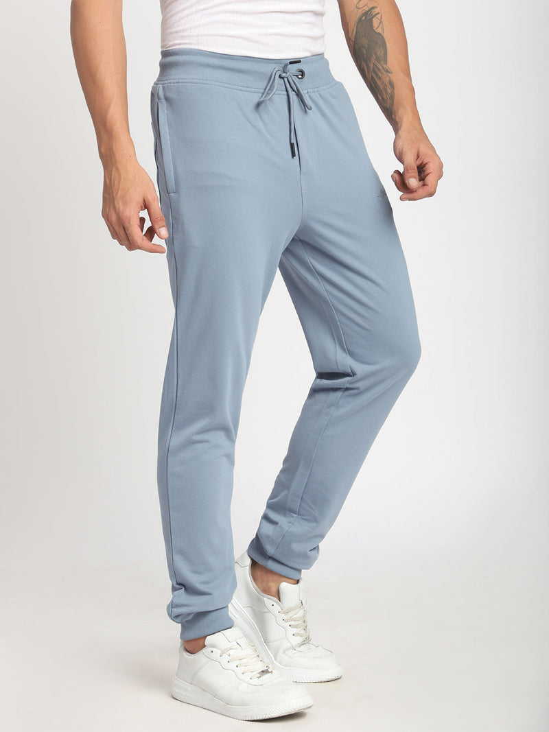 Stitch Hub Blue Loop knit Joggers for Men