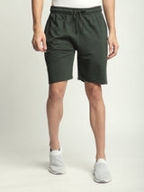 Stitch Hub Olive Loop knit Shorts for Men