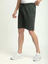 Stitch Hub Olive Loop knit Shorts for Men