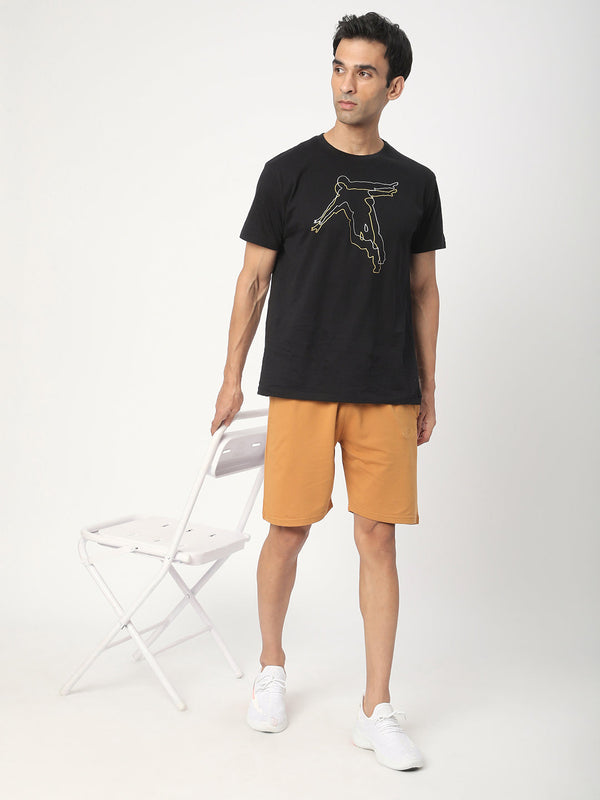 Stitch Hub Tan Loop knit Shorts for Men