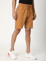 Stitch Hub Tan Loop knit Shorts for Men