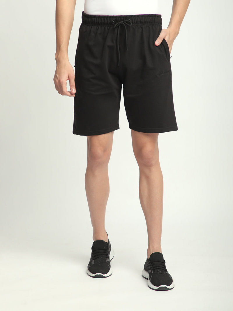 Stitch Hub Black Loop knit Shorts for Men