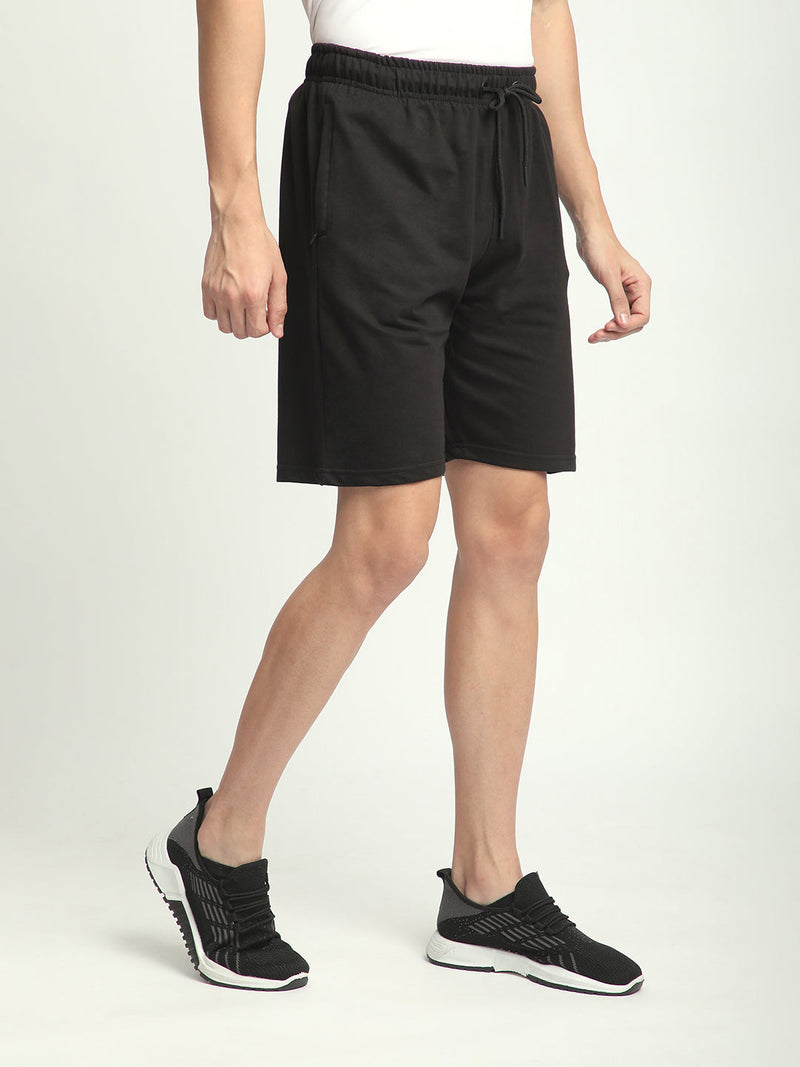 Stitch Hub Black Loop knit Shorts for Men