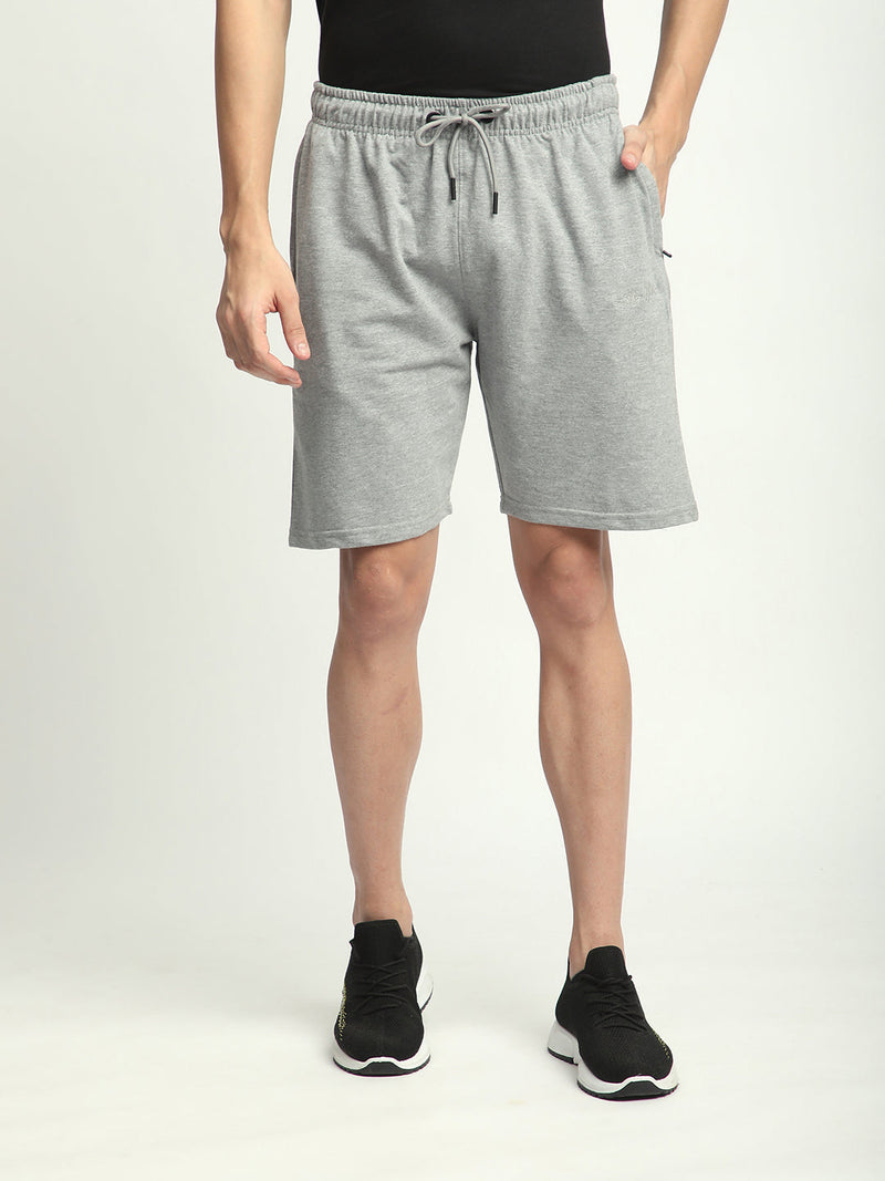 Stitch Hub Grey Loop knit Shorts for Men