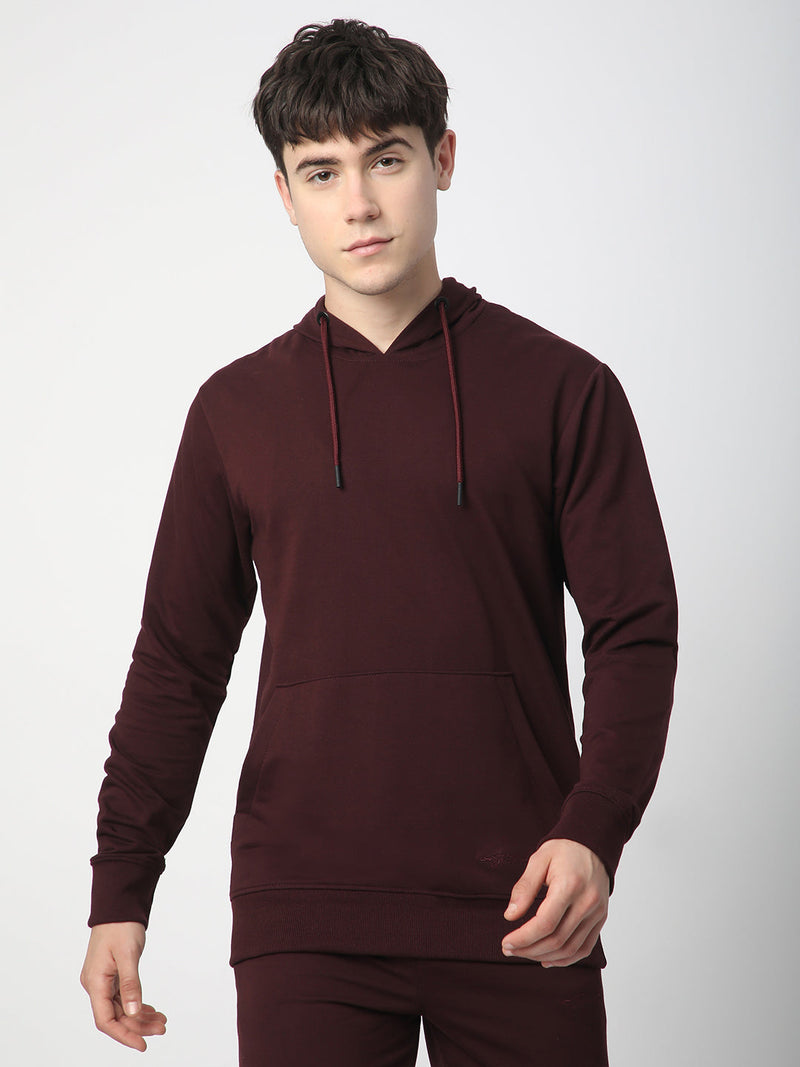 Stitch Hub Wine Loop knit Hoodie - Long Sleeve, Regular Fit