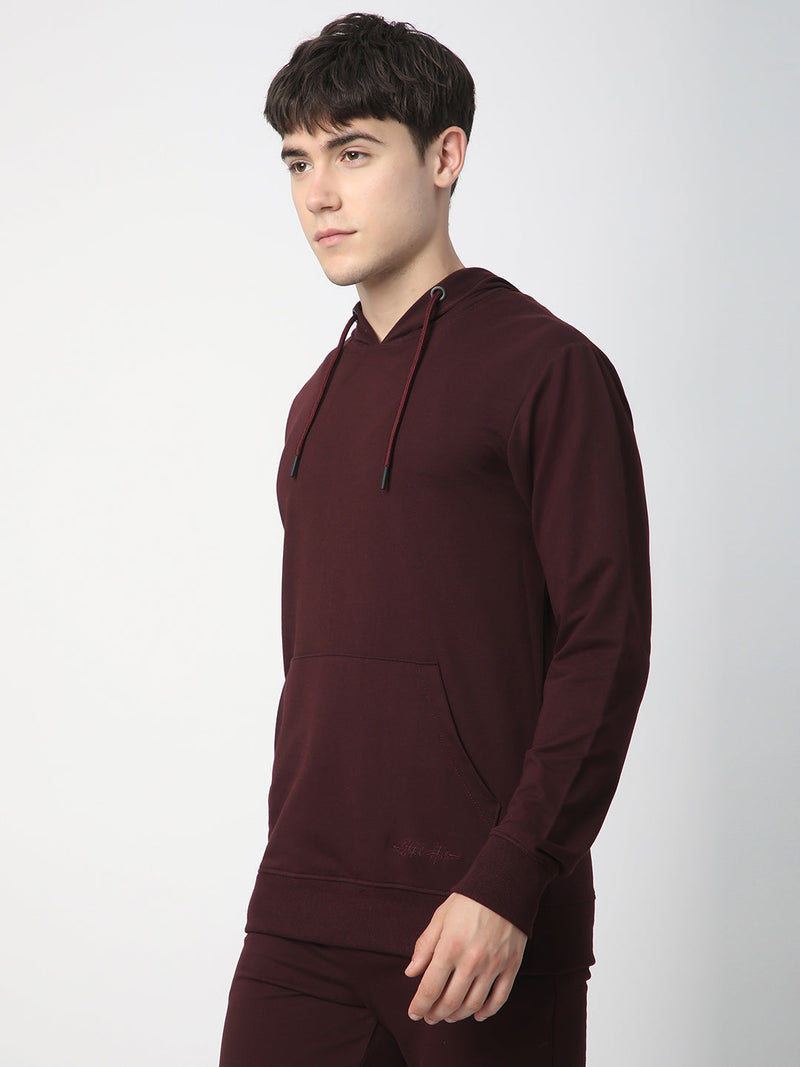 Stitch Hub Wine Loop knit Hoodie - Long Sleeve, Regular Fit