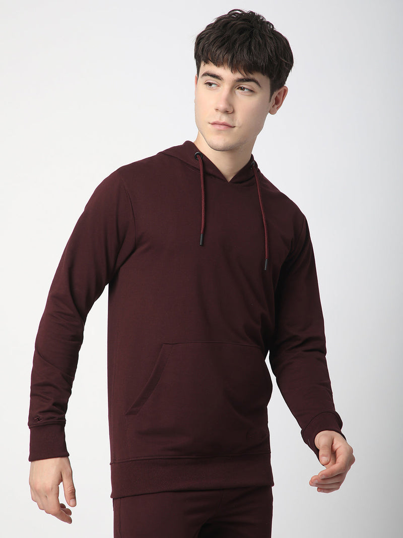 Stitch Hub Wine Loop knit Hoodie - Long Sleeve, Regular Fit