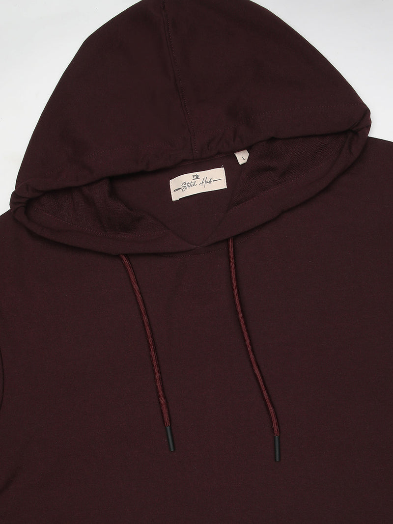 Stitch Hub Wine Loop knit Hoodie - Long Sleeve, Regular Fit