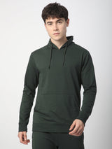 Stitch Hub Olive Loop knit Hoodie - Long Sleeve, Regular Fit