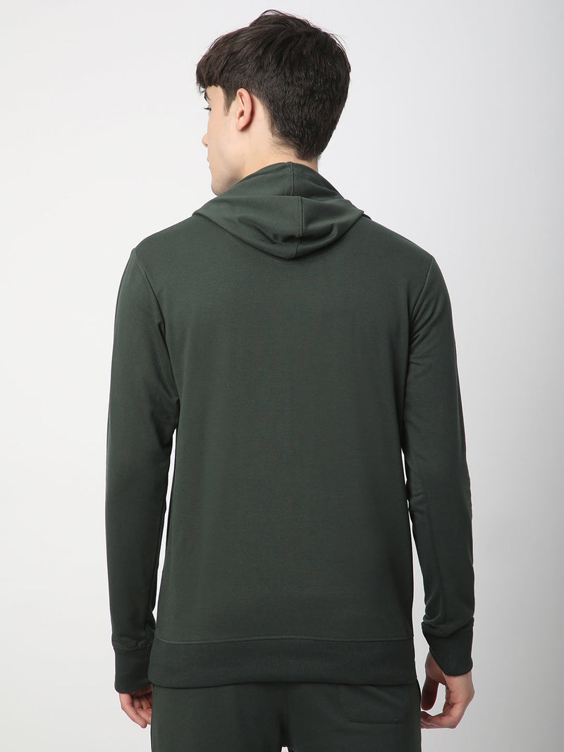 Stitch Hub Olive Loop knit Hoodie - Long Sleeve, Regular Fit