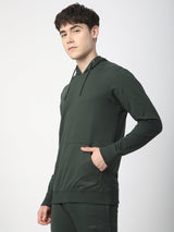 Stitch Hub Olive Loop knit Hoodie - Long Sleeve, Regular Fit