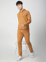 Stitch Hub Tan Loop knit Hoodie - Long Sleeve, Regular Fit