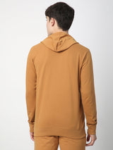 Stitch Hub Tan Loop knit Hoodie - Long Sleeve, Regular Fit