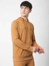 Stitch Hub Tan Loop knit Hoodie - Long Sleeve, Regular Fit