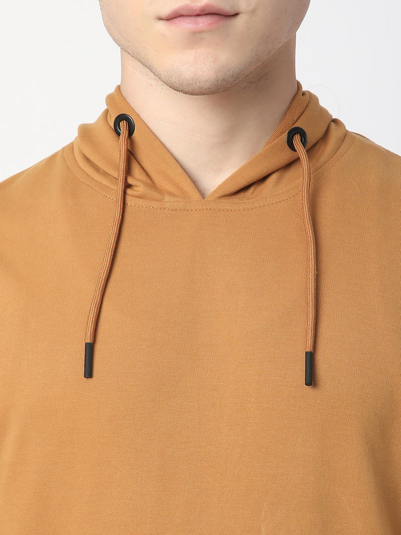 Stitch Hub Tan Loop knit Hoodie - Long Sleeve, Regular Fit