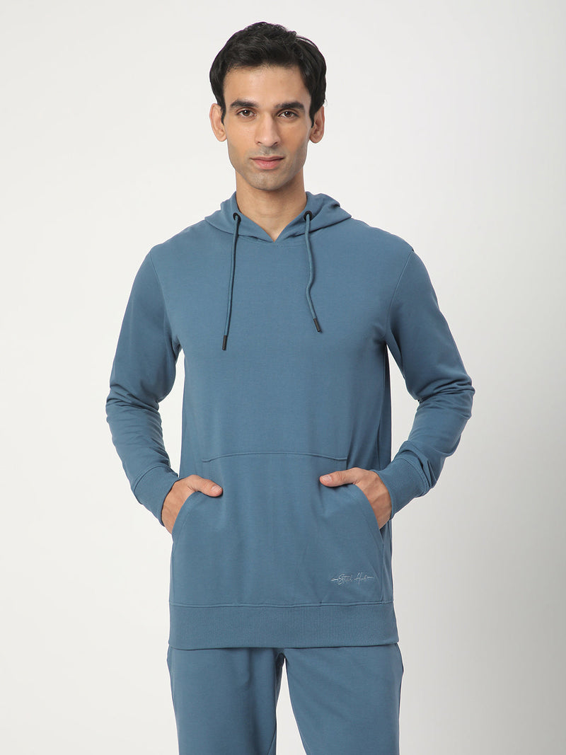 Stitch Hub Denim Loop knit Hoodie - Long Sleeve, Regular Fit