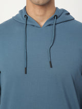 Stitch Hub Denim Loop knit Hoodie - Long Sleeve, Regular Fit