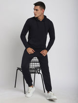 Stitch Hub Navy Loop knit Hoodie - Long Sleeve, Regular Fit