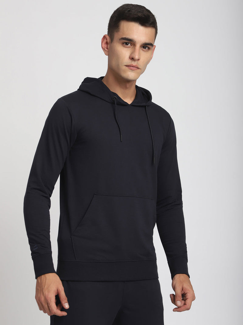 Stitch Hub Navy Loop knit Hoodie - Long Sleeve, Regular Fit