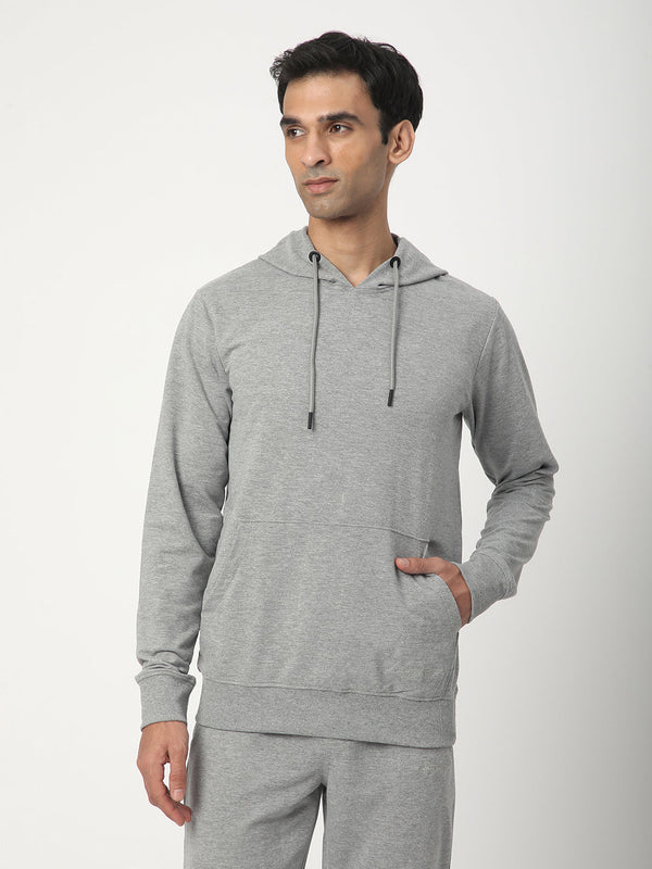 Stitch Hub Grey Loop knit Hoodie - Long Sleeve, Regular Fit