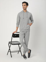 Stitch Hub Grey Loop knit Hoodie - Long Sleeve, Regular Fit