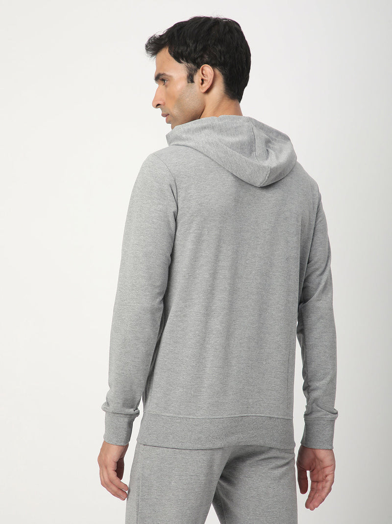 Stitch Hub Grey Loop knit Hoodie - Long Sleeve, Regular Fit