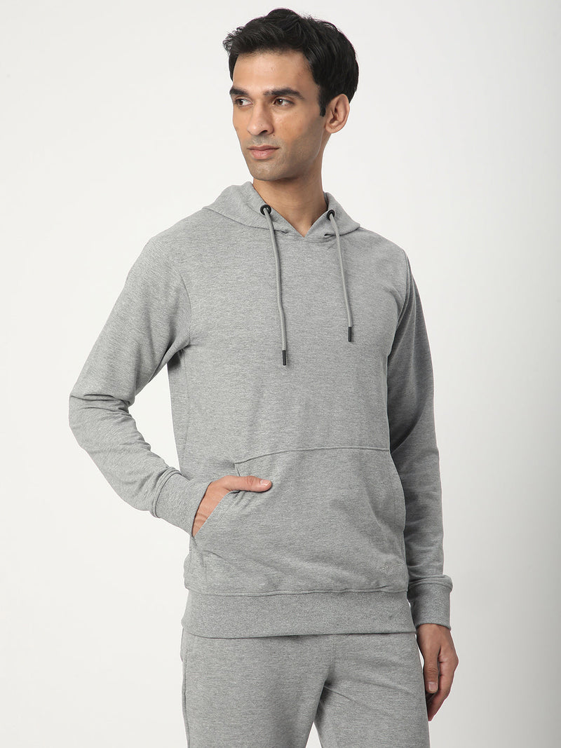 Stitch Hub Grey Loop knit Hoodie - Long Sleeve, Regular Fit