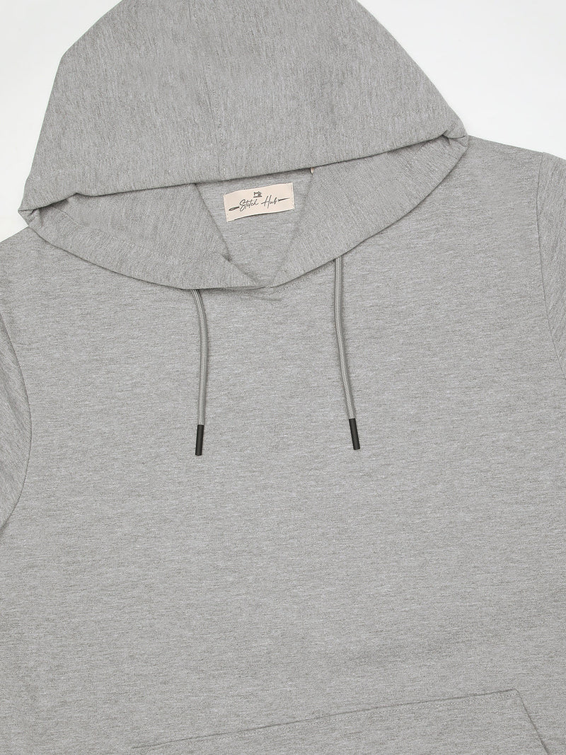 Stitch Hub Grey Loop knit Hoodie - Long Sleeve, Regular Fit