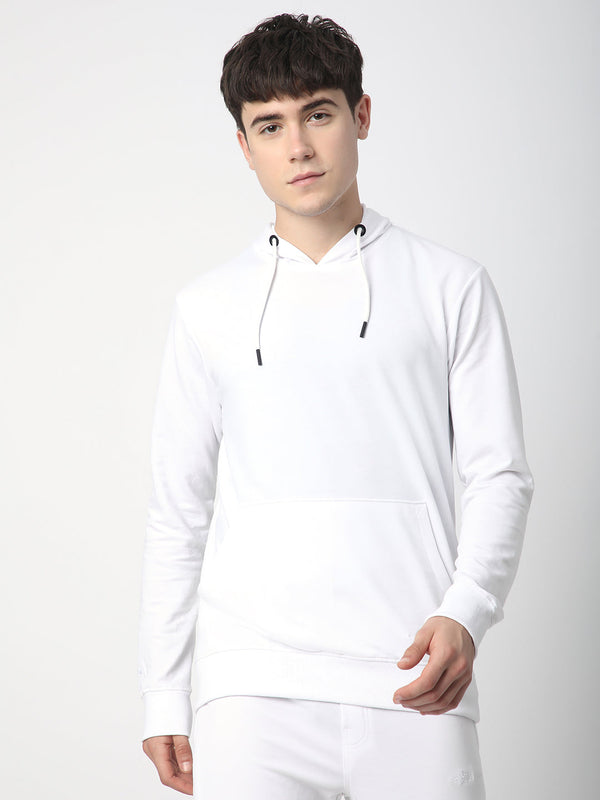 Stitch Hub White Loop knit Hoodie - Long Sleeve, Regular Fit