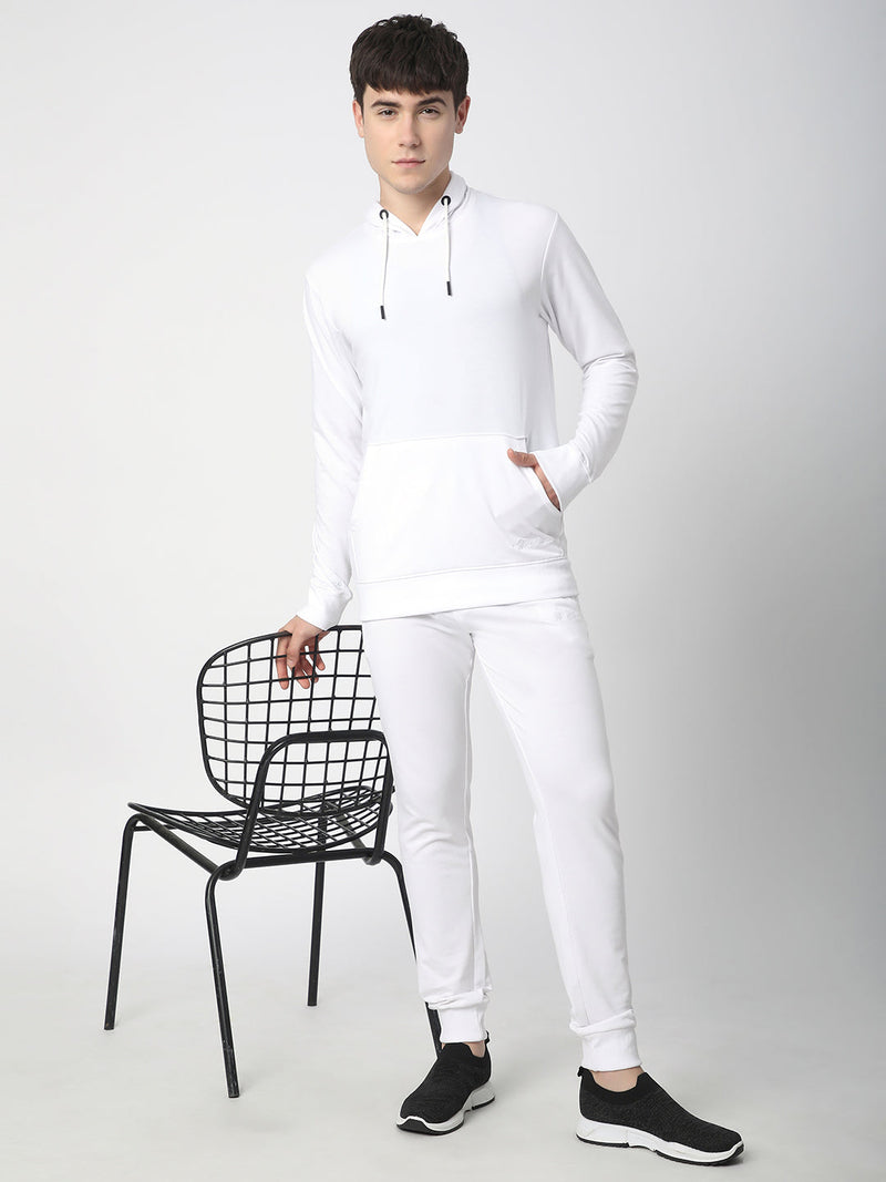 Stitch Hub White Loop knit Hoodie - Long Sleeve, Regular Fit