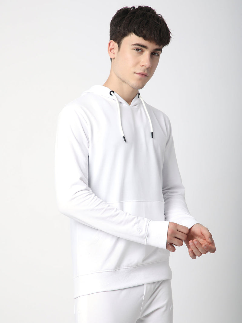 Stitch Hub White Loop knit Hoodie - Long Sleeve, Regular Fit