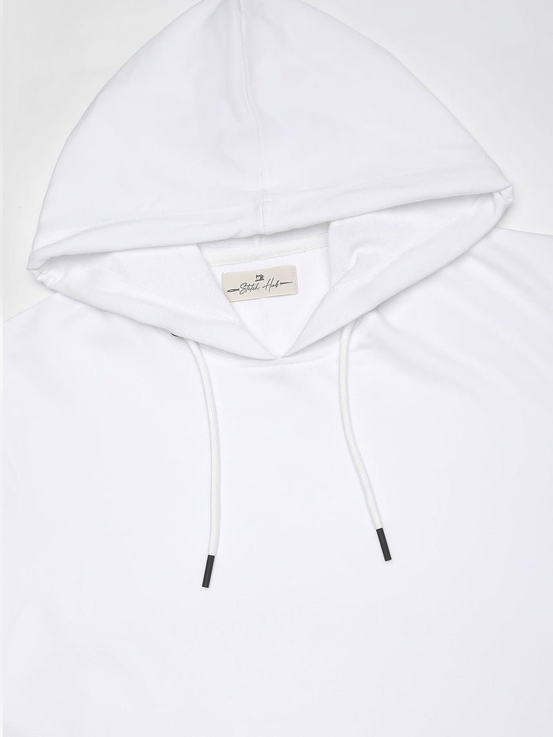 Stitch Hub White Loop knit Hoodie - Long Sleeve, Regular Fit