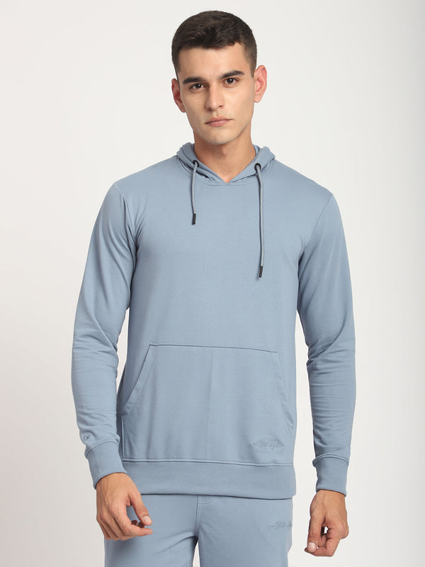 Stitch Hub Blue Loop knit Hoodie - Long Sleeve, Regular Fit