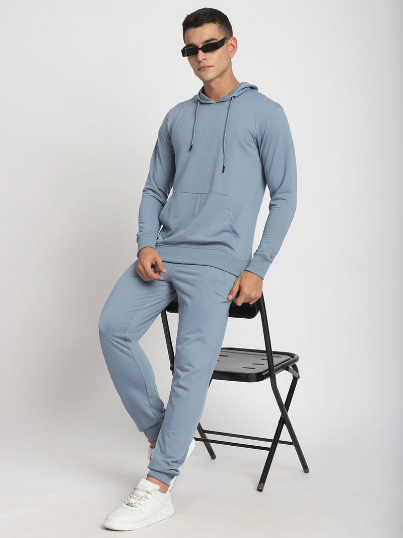 Stitch Hub Blue Loop knit Hoodie - Long Sleeve, Regular Fit