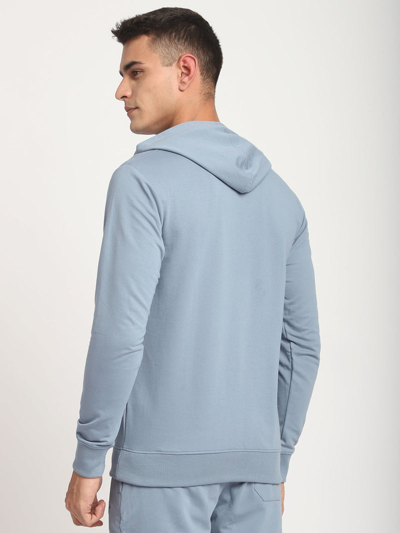 Stitch Hub Blue Loop knit Hoodie - Long Sleeve, Regular Fit