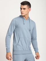 Stitch Hub Blue Loop knit Hoodie - Long Sleeve, Regular Fit