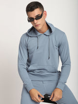 Stitch Hub Blue Loop knit Hoodie - Long Sleeve, Regular Fit