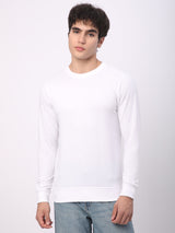 Stitch Hub White Loop Knit Sweatshirt For Men - Regular Fit With Solid Pattern