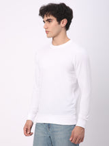 Stitch Hub White Loop Knit Sweatshirt For Men - Regular Fit With Solid Pattern