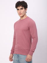 Stitch Hub Rose Pink Loop Knit Sweatshirt For Men - Regular Fit With Solid Pattern