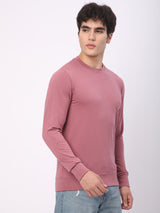 Stitch Hub Rose Pink Loop Knit Sweatshirt For Men - Regular Fit With Solid Pattern